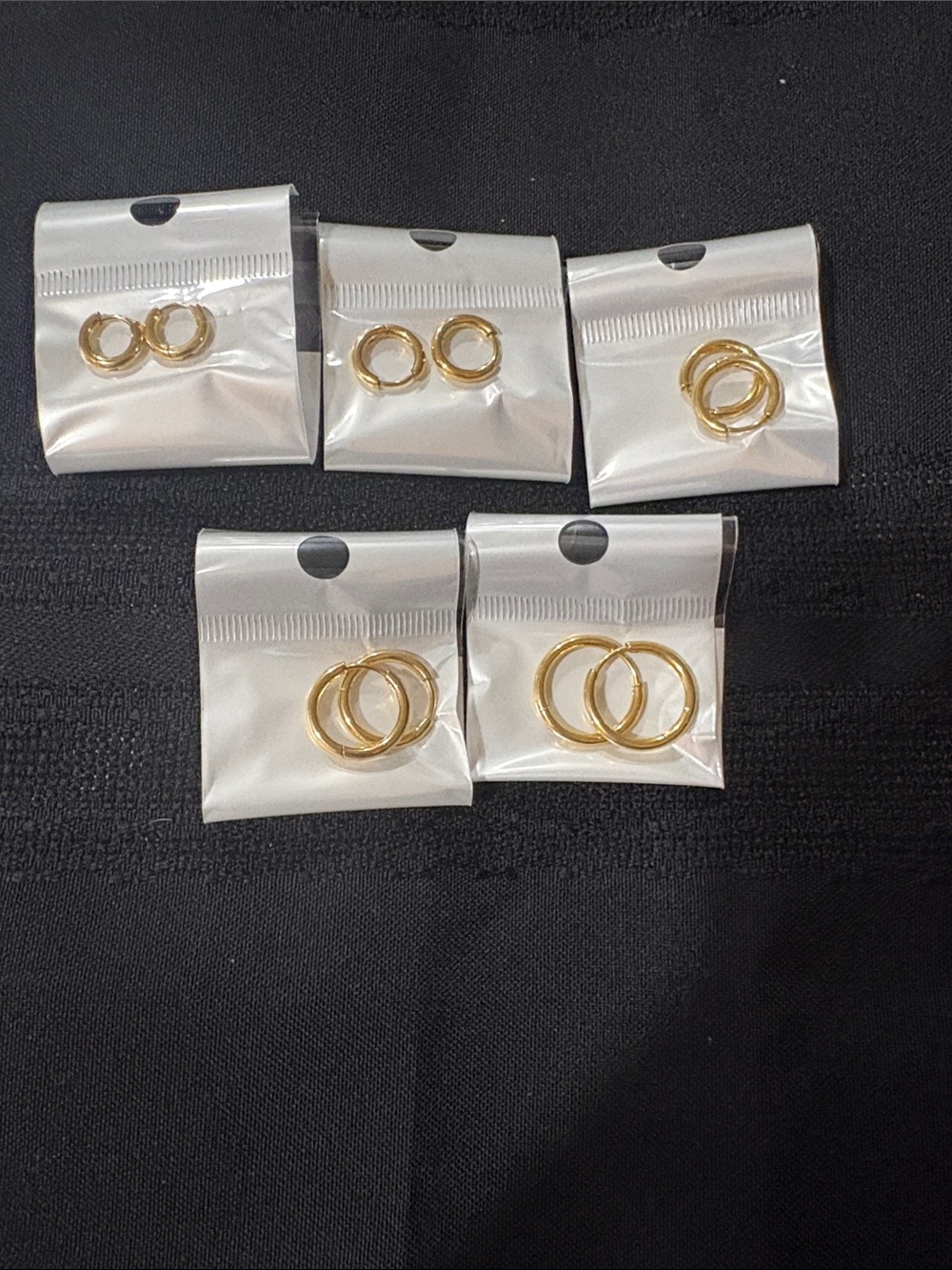 5 Gold Hoop Earrings - Classic Double Hoop Design